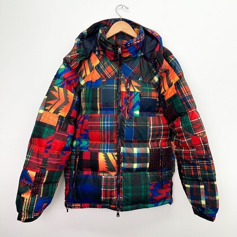 Polo Ralph Lauren Men’s Unisex Ripstop Patchwork Aztec Goose Down Zip Jacket